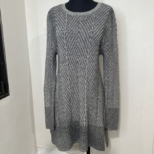 JEANNE PIERRE Gray Marled Long Sleeve Knit Dress